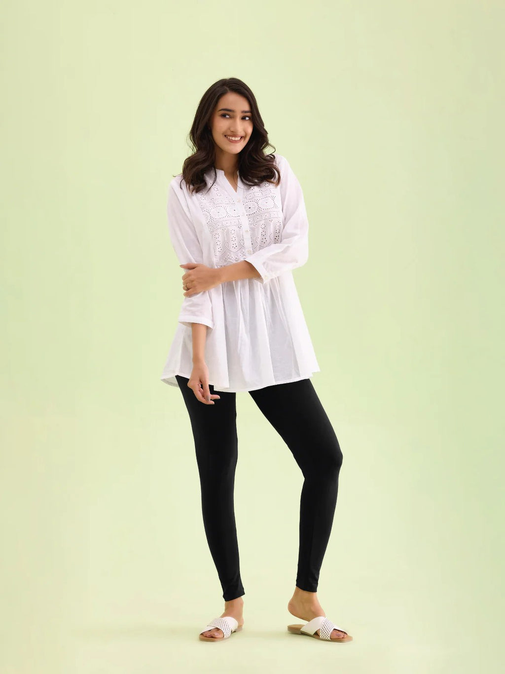 Black - Cotton Stretch Ankle Length Leggings