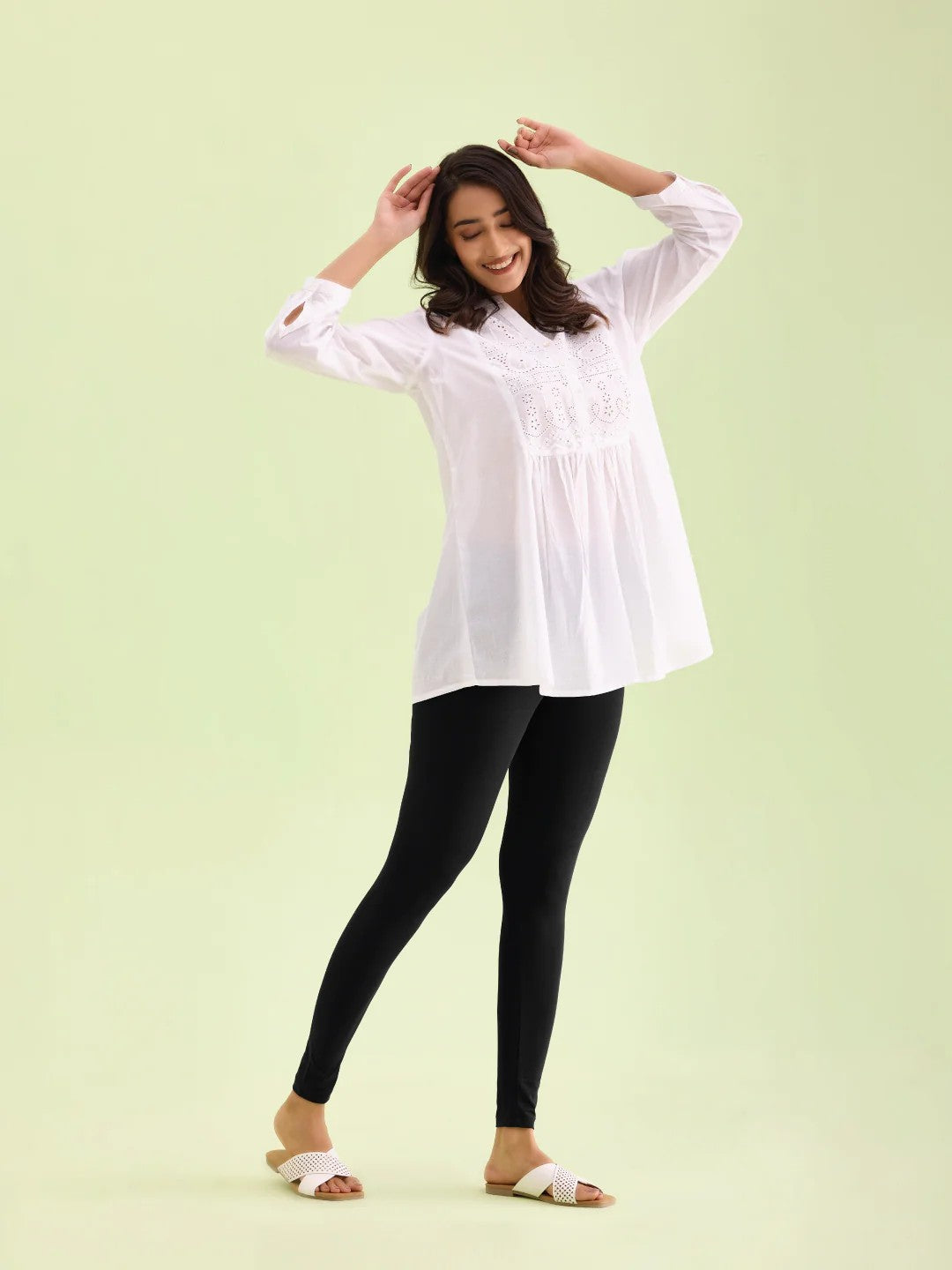 Black - Cotton Stretch Ankle Length Leggings