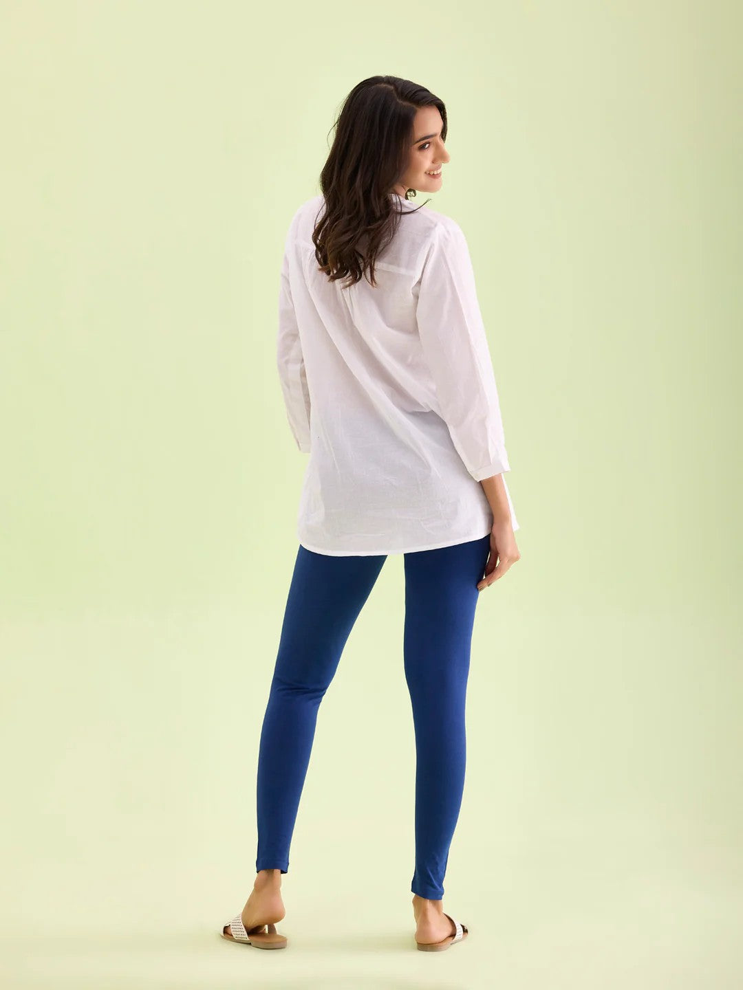 Indigo Blue - Cotton Stretch Ankle Length Leggings