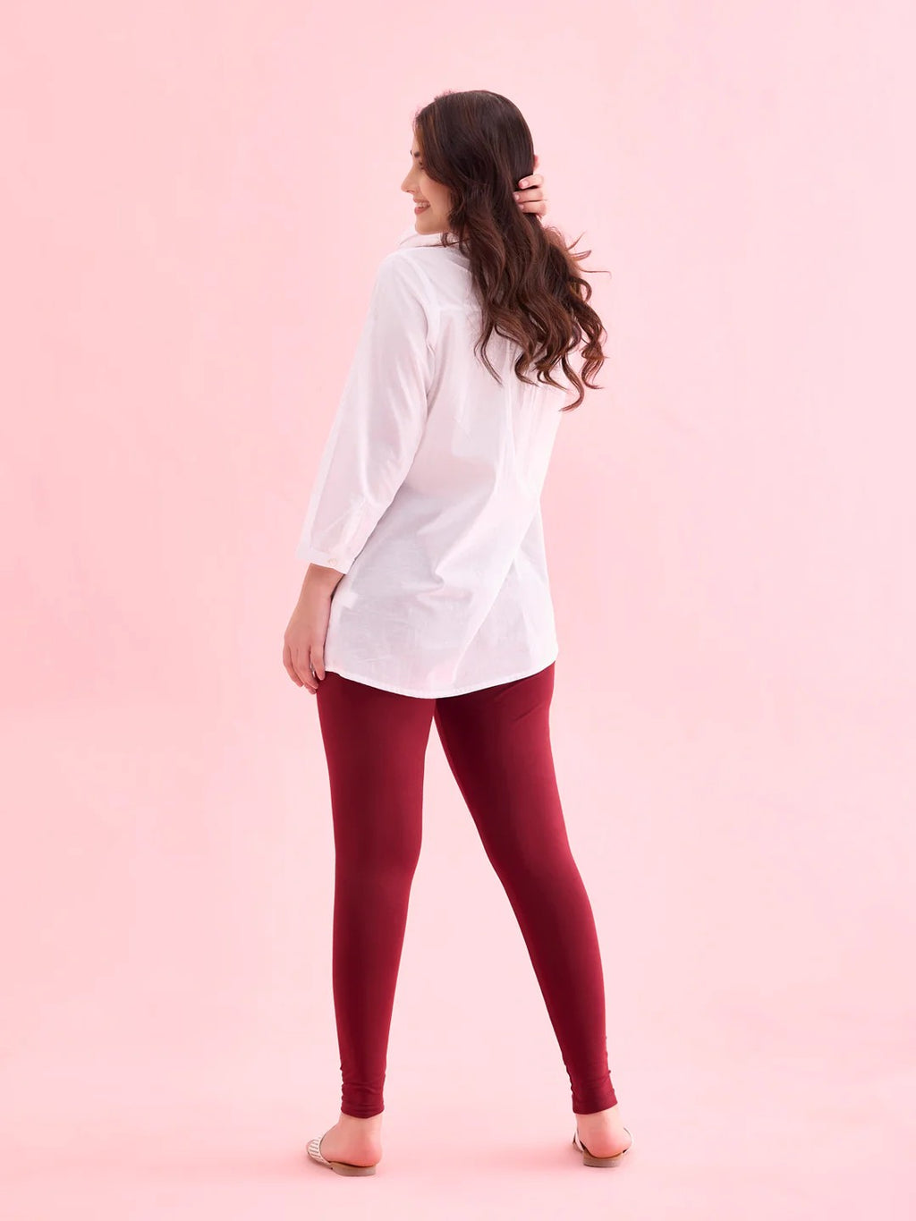Marron - Cotton Stretch Ankle Length Leggings
