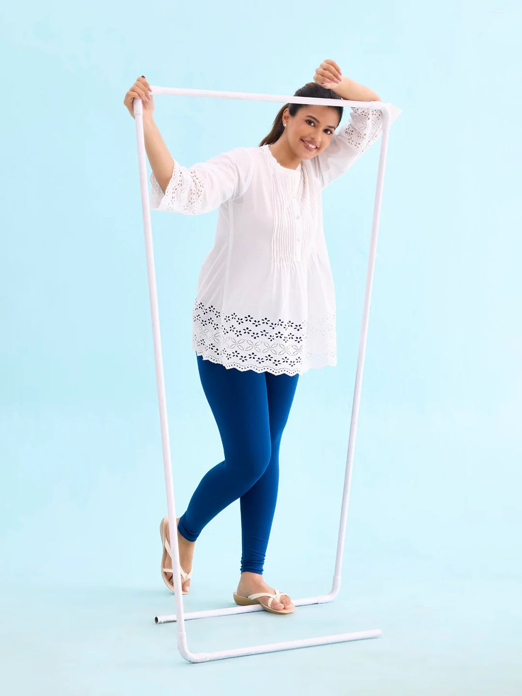 Royal Blue - Cotton Stretch Ankle Length Leggings