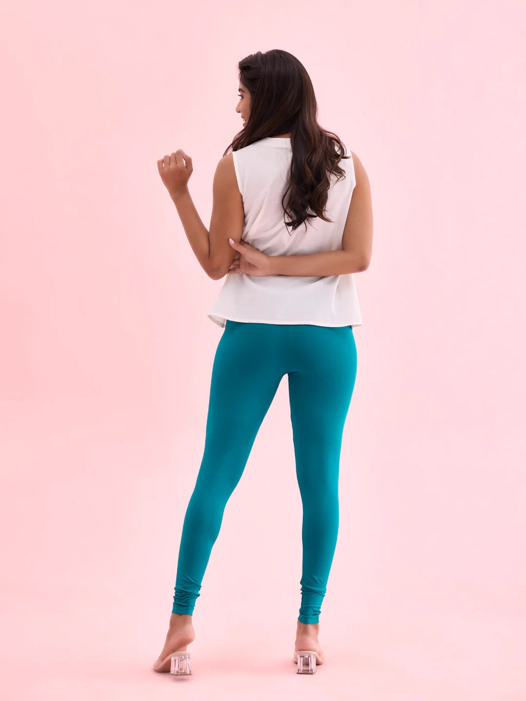 Teal - Cotton Stretch Ankle Length Leggings