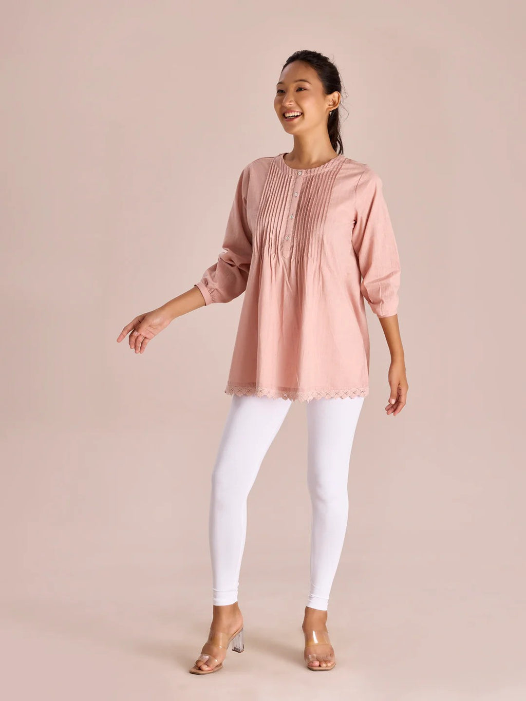 White - Cotton Stretch Ankle Length Leggings