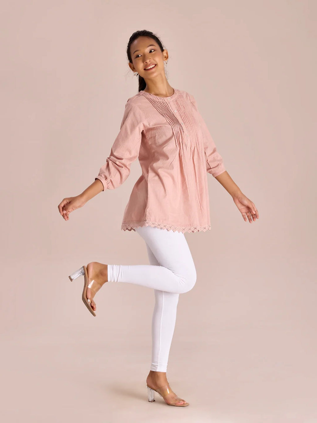 White - Cotton Stretch Ankle Length Leggings