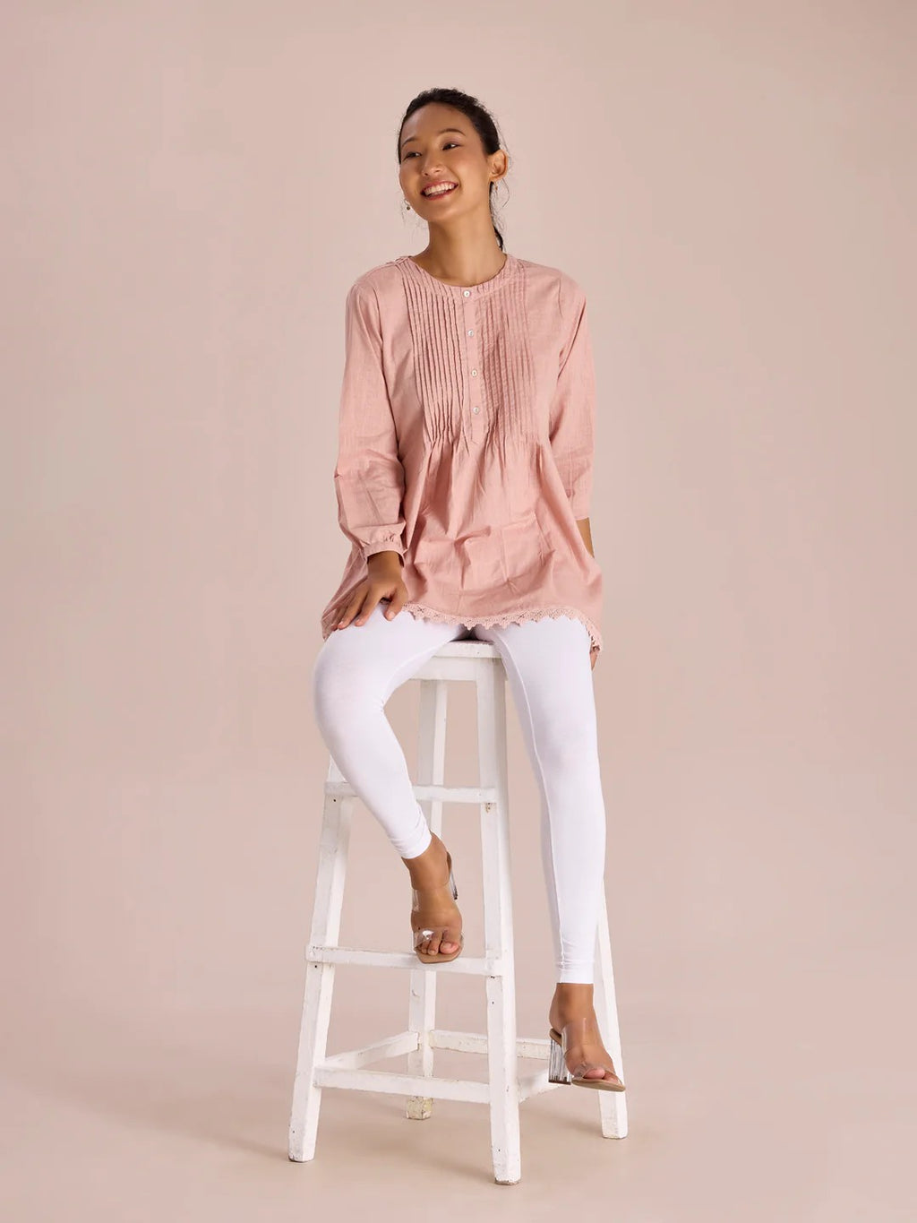 White - Cotton Stretch Ankle Length Leggings